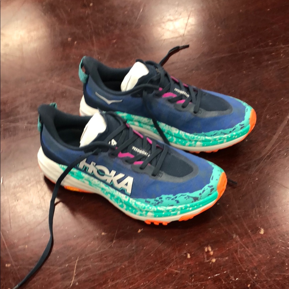 Hoka Navy and Aqua Athletic Shoes speed Goat 6
